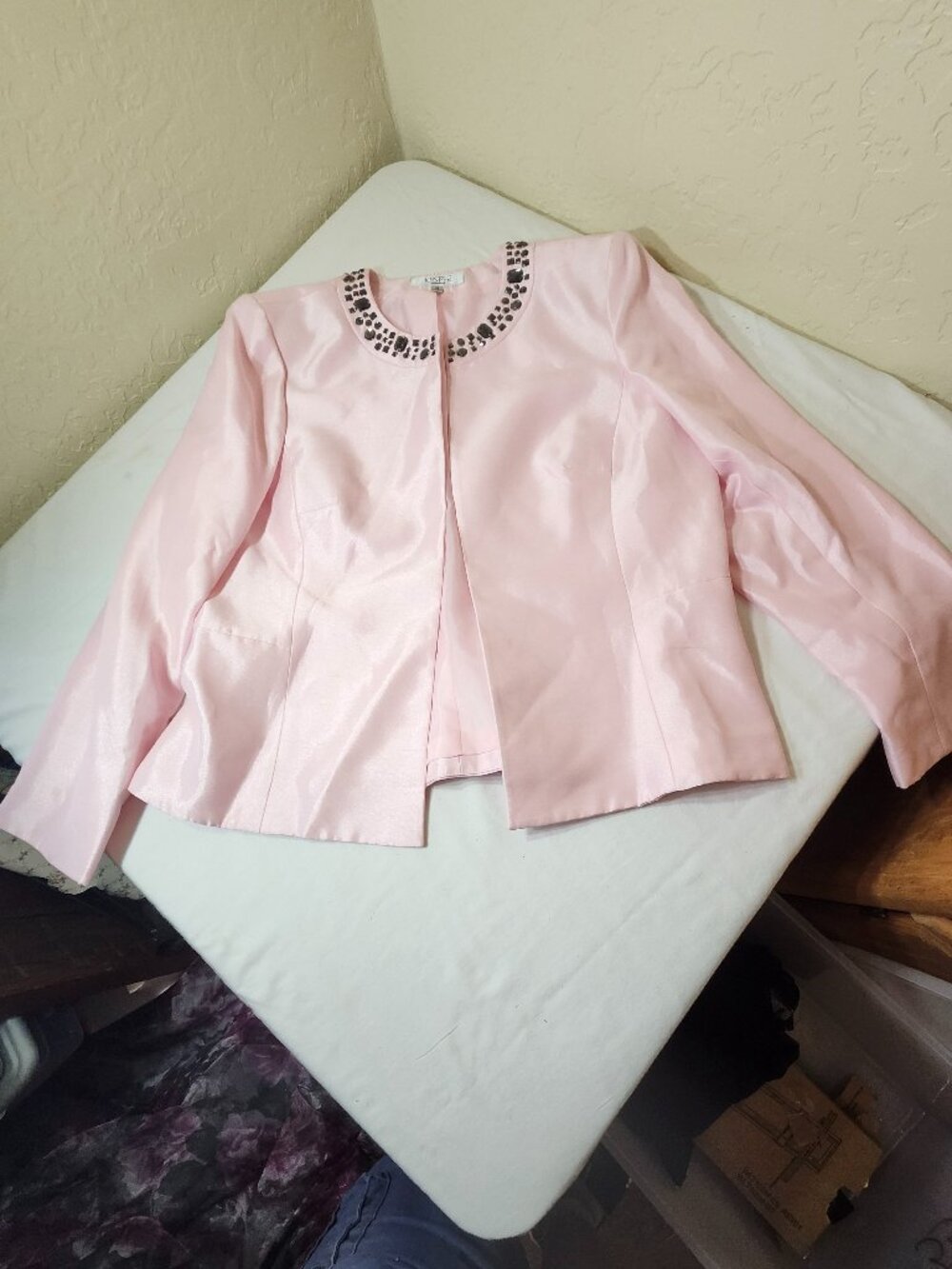 Kasper Pink Dress Jacket With Black Jewels